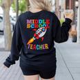 Space Middle School Teacher Back To School Men Women Kids Women's Sweatshirt Back Print Black
