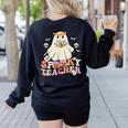 Spooky Teacher Groovy Retro Ghost Teacher Halloween 2023 For Men Women Kids Women's Sweatshirt Back Print Black