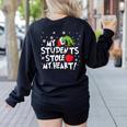 My Students Stole My Heart School Teacher Christmas Men Women Kids Women's Sweatshirt Back Print Black