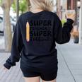 Super Teacher By Day Super Tired By Night Back To School Women's Sweatshirt Back Print Black Super Teacher By Day Super Tired By Night Back To School Women's Sweatshirt Back Print Black