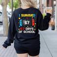 I Survived 67 Days Of School 67 Teacher Squad Matching Women's Sweatshirt Back Print Black I Survived 67 Days Of School 67 Teacher Squad Matching Women's Sweatshirt Back Print Black