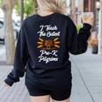 I Teach The Cutest Pre-K Pilgrims Thanksgiving Teacher Item Women's Sweatshirt Back Print Black