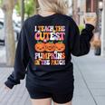 I Teach The Cutest Pumpkins Halloween Fall Teacher Women Women's Sweatshirt Back Print Black I Teach The Cutest Pumpkins Halloween Fall Teacher Women Women's Sweatshirt Back Print Black