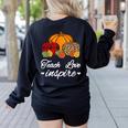 Teach Love Inspire Autumn Fall Plaid Leopard Pumpkin Teacher For Men Women Kids Women's Sweatshirt Back Print Black