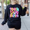Teach Love Inspire Preppy Back To School Teacher Women Women's Sweatshirt Back Print Black Teach Love Inspire Preppy Back To School Teacher Women Women's Sweatshirt Back Print Black