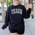 Teach Teacher Checkered First Day Of School Back To School Women's Sweatshirt Back Print Black Teach Teacher Checkered First Day Of School Back To School Women's Sweatshirt Back Print Black