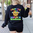Teacher Back To School Color In Kindness Crayon Pencil Women's Sweatshirt Back Print Black Teacher Back To School Color In Kindness Crayon Pencil Women's Sweatshirt Back Print Black