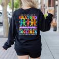 Teacher We Are Like A Box Of Crayons Back To School Men Women Kids Women's Sweatshirt Back Print Black Teacher We Are Like A Box Of Crayons Back To School Men Women Kids Women's Sweatshirt Back Print Black