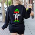 Teacher Elf Matching Family Christmas Women Men Women's Sweatshirt Back Print Black Teacher Elf Matching Family Christmas Women Men Women's Sweatshirt Back Print Black