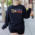 Teacher Filipino Vintage Heritage DNA Flag Women's Sweatshirt Back Print Black Teacher Filipino Vintage Heritage DNA Flag Women's Sweatshirt Back Print Black