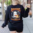 Teacher Halloween Ghost Reading Book Animal Boooks Are Women's Sweatshirt Back Print Black Teacher Halloween Ghost Reading Book Animal Boooks Are Women's Sweatshirt Back Print Black