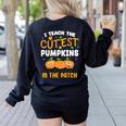 Teacher Halloween Pre-K Teacher Kindergarten Cutest Pumpkins Men Women Kids Women's Sweatshirt Back Print Black Teacher Halloween Pre-K Teacher Kindergarten Cutest Pumpkins Men Women Kids Women's Sweatshirt Back Print Black