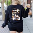 Teacher Library Ghost Reading Book Halloween Cat Women's Sweatshirt Back Print Black Teacher Library Ghost Reading Book Halloween Cat Women's Sweatshirt Back Print Black