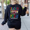 Teacher Of Pre K Superheroes Teacher New School Year Men Women Women's Sweatshirt Back Print Black Teacher Of Pre K Superheroes Teacher New School Year Men Women Women's Sweatshirt Back Print Black