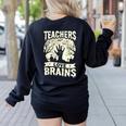 Teachers Love Brains Halloween Costume Boo Trick Teach Women's Sweatshirt Back Print Black Teachers Love Brains Halloween Costume Boo Trick Teach Women's Sweatshirt Back Print Black