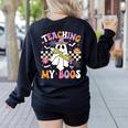 Teaching My Boos Ghost Teacher Cute Groovy Halloween Teacher Women's Sweatshirt Back Print Black Teaching My Boos Ghost Teacher Cute Groovy Halloween Teacher Women's Sweatshirt Back Print Black