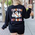 Teaching My Boos Teacher Cute Ghost Teacher Halloween Women's Sweatshirt Back Print Black Teaching My Boos Teacher Cute Ghost Teacher Halloween Women's Sweatshirt Back Print Black