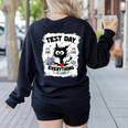 Test Day Stressed Cat Teacher Student Kids Testing Day Women's Sweatshirt Back Print Black Test Day Stressed Cat Teacher Student Kids Testing Day Women's Sweatshirt Back Print Black