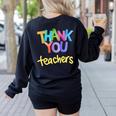Thank You Teacher Appreciation Graduation Men Women Girls Kids Women's Sweatshirt Back Print Black Thank You Teacher Appreciation Graduation Men Women Girls Kids Women's Sweatshirt Back Print Black