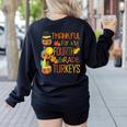 Thankful For My 4th Grade Turkey Thanksgiving Turkey Teacher Women's Sweatshirt Back Print Black