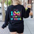 Tie Dye Happy 100th Day Of School Teacher Student 100 Days Women's Sweatshirt Back Print Black Tie Dye Happy 100th Day Of School Teacher Student 100 Days Women's Sweatshirt Back Print Black