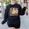 Trick Or Teach Groovy Teacher Halloween Floral Ghost Women's Sweatshirt Back Print Black Trick Or Teach Groovy Teacher Halloween Floral Ghost Women's Sweatshirt Back Print Black