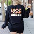 Trick Or Teach With Symbols Special Education Teacher Spooky Women's Sweatshirt Back Print Black Trick Or Teach With Symbols Special Education Teacher Spooky Women's Sweatshirt Back Print Black