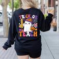 Trick Or Teach Teacher Pencil Ghost Halloween Teacher Women's Sweatshirt Back Print Black Trick Or Teach Teacher Pencil Ghost Halloween Teacher Women's Sweatshirt Back Print Black