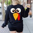 Turkey Face Halloween Costume Thanksgiving Teacher Nurse Women's Sweatshirt Back Print Black