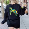 Turtle Puzzle Pieces For Autism Awareness Kids Women Teacher Women's Sweatshirt Back Print Black