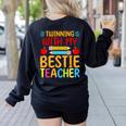 Twinning With My Bestie Teacher Boy Spirit Week Twin Day Women's Sweatshirt Back Print Black