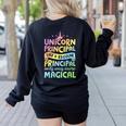 Unicorn Principal Back To School Teacher Appreciation Women's Sweatshirt Back Print Black Unicorn Principal Back To School Teacher Appreciation Women's Sweatshirt Back Print Black