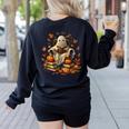 Vintage Ghost Book Reading Pumpkin Gothic Halloween Teachers Men Women Kids Women's Sweatshirt Back Print Black Vintage Ghost Book Reading Pumpkin Gothic Halloween Teachers Men Women Kids Women's Sweatshirt Back Print Black