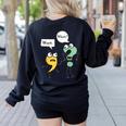 Wait What English Teacher Grammar Police Grammarian Women's Sweatshirt Back Print Black