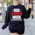 We Wear Red For Red Ribbon Week Awareness Mothers Teachers Women's Sweatshirt Back Print Black We Wear Red For Red Ribbon Week Awareness Mothers Teachers Women's Sweatshirt Back Print Black
