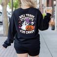 Will Trade Students For Candy Halloween Teacher Women's Sweatshirt Back Print Black