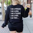 Woman Mom Teacher Wife TIRED T Shirt Cute Mom Teacher Shirts Women's Sweatshirt Back Print Black Woman Mom Teacher Wife TIRED T Shirt Cute Mom Teacher Shirts Women's Sweatshirt Back Print Black