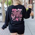 Women Teacher In Progress Coquette Pink Bow Future Teacher Women's Sweatshirt Back Print Black