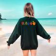 Back To School Cute Hungry Lover Fruits Teacher Women's Sweatshirt Back Print Forest Green