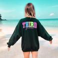 Back To School Neon Checkered Third Grade Colorful Teacher Women's Sweatshirt Back Print Forest Green Back To School Neon Checkered Third Grade Colorful Teacher Women's Sweatshirt Back Print Forest Green