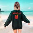 Caterpillar Friday Fruit Kindergarten Teacher Men Women Kids Women's Sweatshirt Back Print Forest Green Caterpillar Friday Fruit Kindergarten Teacher Men Women Kids Women's Sweatshirt Back Print Forest Green