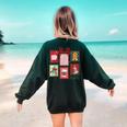 Christmas Teacher Stamps Women's Sweatshirt Back Print Forest Green