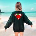 Cute Distressed Super Teacher Superhero Apple Shirt Women's Sweatshirt Back Print Forest Green Cute Distressed Super Teacher Superhero Apple Shirt Women's Sweatshirt Back Print Forest Green