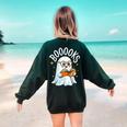 Cute Ghost Reading Book Librarian Teacher Halloween Costume Women's Sweatshirt Back Print Forest Green Cute Ghost Reading Book Librarian Teacher Halloween Costume Women's Sweatshirt Back Print Forest Green