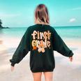 First Grade Fall Floral Coquette Bow Teachers Students Women's Sweatshirt Back Print Forest Green First Grade Fall Floral Coquette Bow Teachers Students Women's Sweatshirt Back Print Forest Green