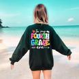 In My Fourth Grade Era 4th Grade Girl Teacher Back To School Women's Sweatshirt Back Print Forest Green