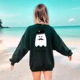 French Teacher Halloween Bonjour Ghost Women's Sweatshirt Back Print Forest Green French Teacher Halloween Bonjour Ghost Women's Sweatshirt Back Print Forest Green