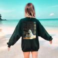Ghost Library Halloween Book Reading Books Lover Teacher Women's Sweatshirt Back Print Forest Green