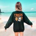 Halloween Medical Lab Science Microbiology Scientist Teacher Men Women Women's Sweatshirt Back Print Forest Green