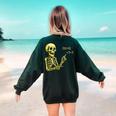 Halloween Teacher Six Seven 6 7 Skeleton Spooky Costume Women's Sweatshirt Back Print Forest Green